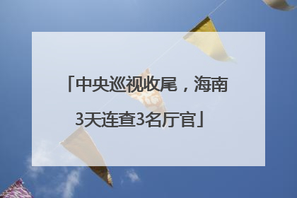 中央巡视收尾，海南3天连查3名厅官